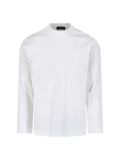 Laminar Light & Natural Cotton T-shirt With Knit-edge Detail And Embroidery In White