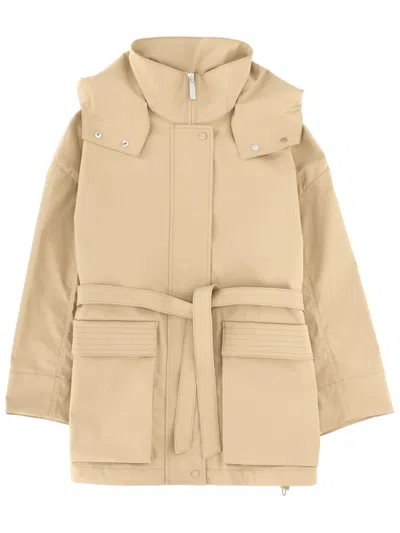 Laminar Metallic 2-layer Polyester Raincoat In Beige