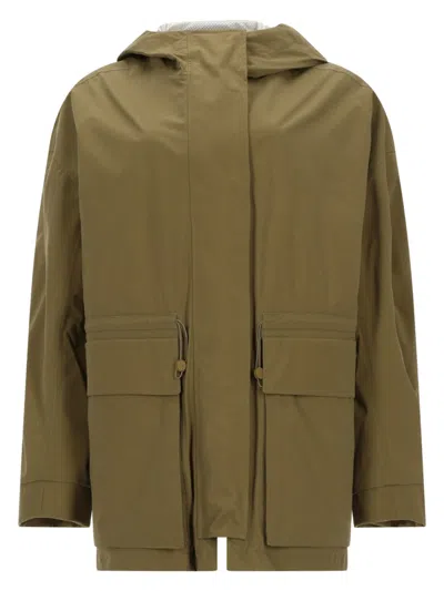 Laminar Mini Sports Jacket With Hood In Military Green