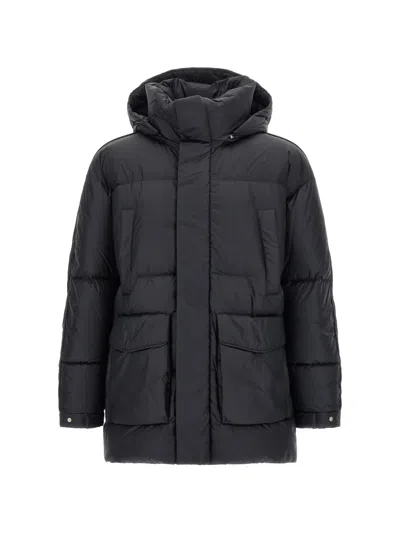 Laminar Quilted Hooded Down Jacket In Black