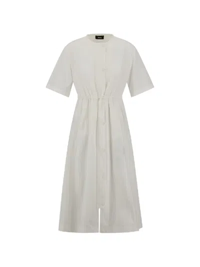 Laminar Short-sleeves Midi Dress In White
