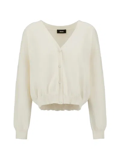 Laminar V-neck Button-up Cardigan In White
