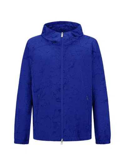 Laminar Water Jacquard Hooded Jacket In Blue