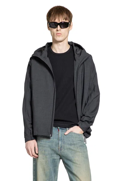 Laminar Wool Touch Hooded Jacket In Gray