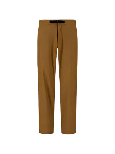Laminar Woven Belt-strap Trousers In Brown