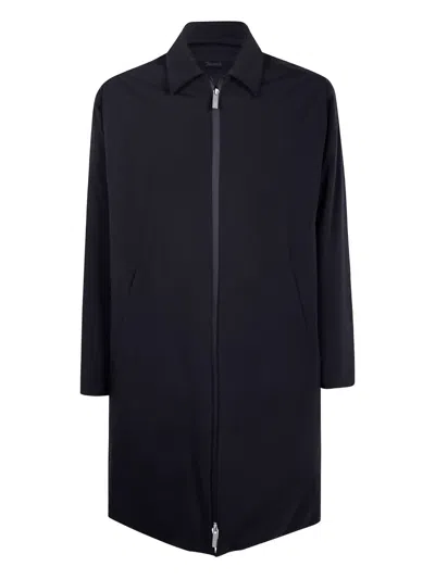 LAMINAR ZIP-FRONT COLLARED COAT