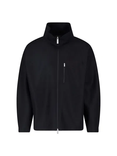 Laminar Zip-up Virgin Wool Jacket With High Collar And Chest Pocket In Black