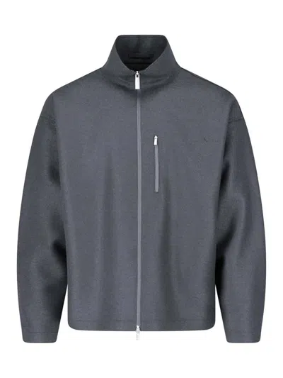 Laminar Zip-front Wool Jacket With Stand Collar In Gray