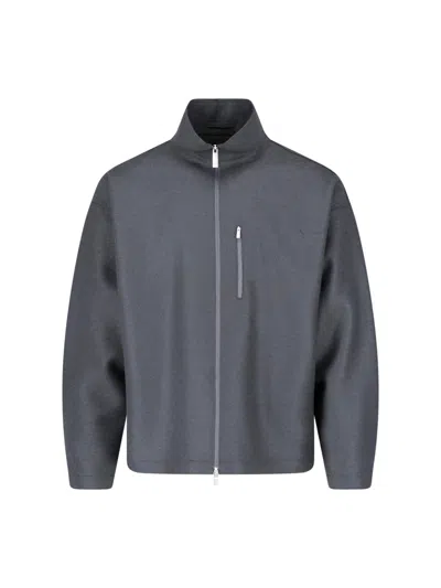 LAMINAR ZIP-FRONT GREY VIRGIN WOOL LAMINAR JACKET