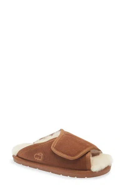Lamo Ladies Wrap Leather Slipper In Chestnut