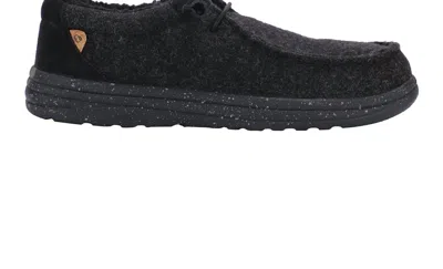 Lamo Men's Samuel Textile Deck Shoe In Black Wool