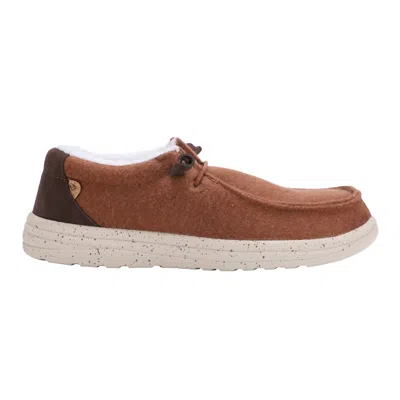 Lamo Men's Samuel Textile Deck Shoes In Chestnut Wool In Brown