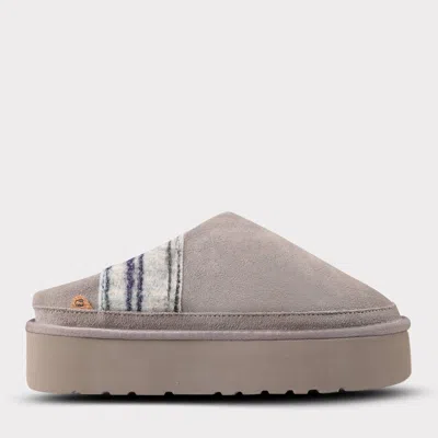 Lamo Women's Jane Slip On Platform Slipper In Grey/multi In Animal Print
