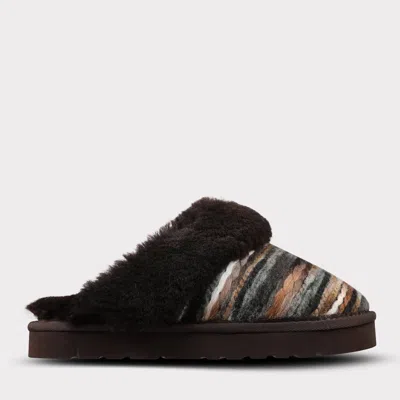 Lamo Women's Lia Slip On Scuff Slipper In Chocolate/multi