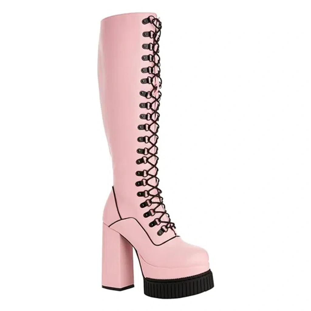 Lamoda Women's Pink Purple Hidden Agenda Creeper Platform Knee