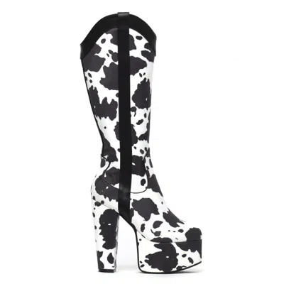 Lamoda Women's White Cowgirl Platform Knee High Boots
