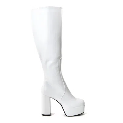 Lamoda Women's Whatta Showdown Wide Calf Platform Knee High Boots In White