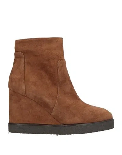 L'amour By Albano Woman Ankle Boots Camel Size 5 Leather In Sand