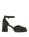 L'amour By Albano Woman Pumps Military Green Size 8 Leather