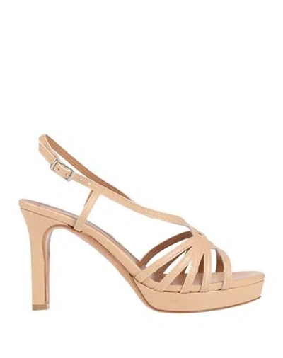 L'amour By Albano Woman Sandals Beige Size 8 Textile Fibers