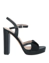 L'amour By Albano Woman Sandals Black Size 10 Textile Fibers In Black
