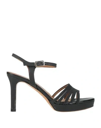 L'amour By Albano Woman Sandals Black Size 7 Leather, Textile Fibers