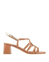 L'amour By Albano Woman Sandals Camel Size 6 Textile Fibers In Beige