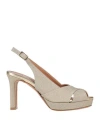 L'amour By Albano Woman Sandals Gold Size 8 Textile Fibers