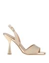 L'amour By Albano Woman Sandals Gold Size 8 Textile Fibers