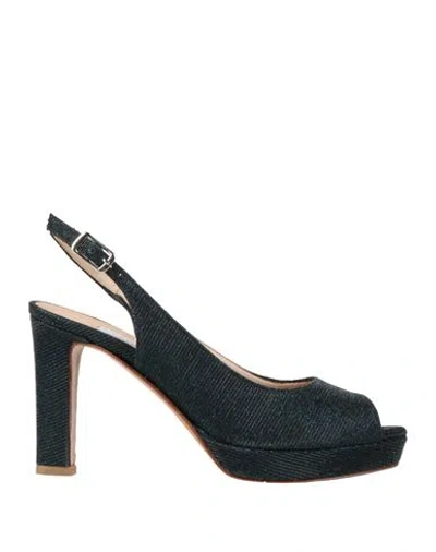 L'amour By Albano Woman Sandals Midnight Blue Size 8 Textile Fibers