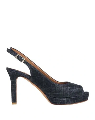 L'amour By Albano Woman Sandals Midnight Blue Size 7 Textile Fibers