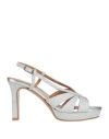 L'amour By Albano Woman Sandals Silver Size 6 Textile Fibers