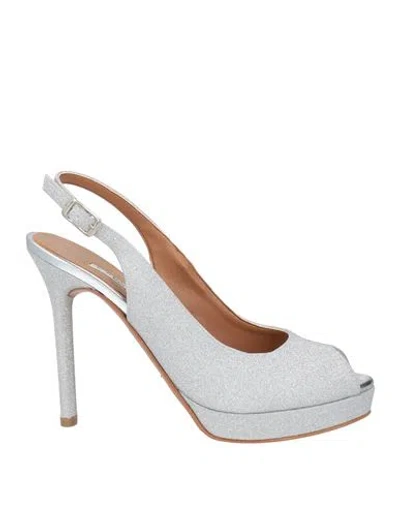 L'amour By Albano Woman Sandals Silver Size 8 Textile Fibers