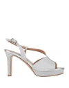 L'amour By Albano Woman Sandals Silver Size 9 Textile Fibers