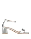 L'amour By Albano Woman Sandals Silver Size 8 Textile Fibers