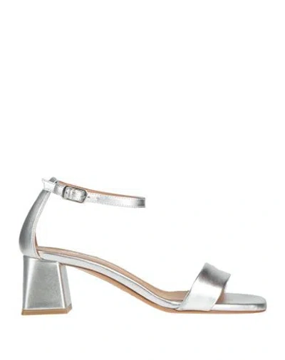 L'amour By Albano Woman Sandals Silver Size 8 Textile Fibers