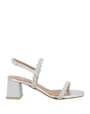 L'amour By Albano Woman Sandals Silver Size 8 Textile Fibers