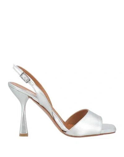 L'amour By Albano Woman Sandals Silver Size 8 Textile Fibers In Gray