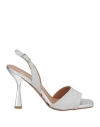 L'amour By Albano Woman Sandals Silver Size 8 Textile Fibers
