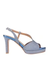L'amour By Albano Woman Sandals Slate Blue Size 7 Textile Fibers, Leather