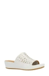 L'amour Des Pieds Cyra Platform Wedge Slide Sandal In White/gold