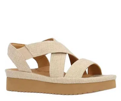 L'amour Des Pieds Women's Aizling Platform Wedge Slip On Sandals In Natural Linen In Multi