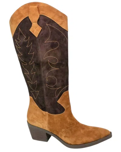 L'amour Des Pieds Women's Veera Western Suede Boots In Coffee/chocolate In Multi