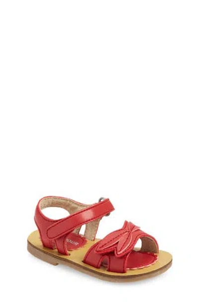 L'amour Kids' Four Leaf Sandal In Red