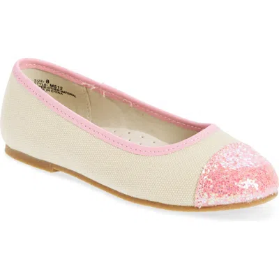 L'amour Kids' Glitter Toe Ballet Flat In Pink