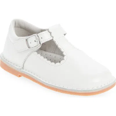 L'amour Kids' Selina Scallop T-strap Flat In White