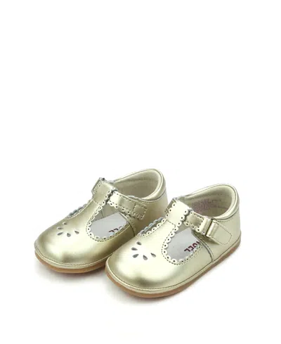 L'amour Shoes Angel Gils' Dottie Scalloped T-strap Mary Jane - Baby In Gold