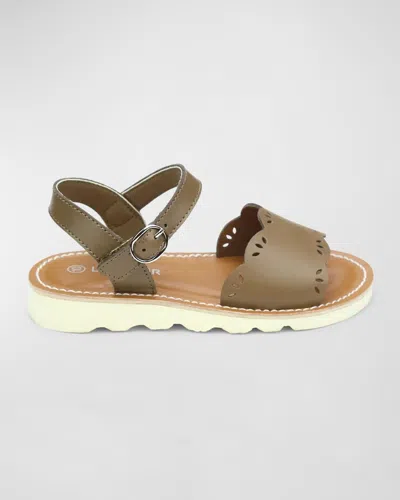 L'amour Shoes Girl's Ella Scalloped Sandals, Baby/toddlers/kids In Mocha