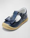 L'amour Shoes Girl's Emma Bow T-strap Mary Jane, Baby/toddler/kid In Blue