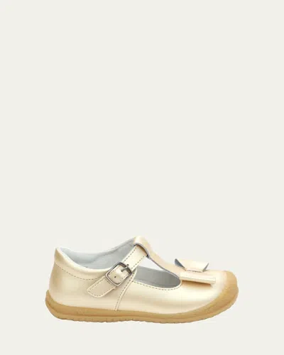 L'amour Shoes Girl's Emma Bow T-strap Mary Jane, Baby/toddler/kids In Champagne
